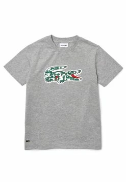 Lacoste T-shirt Imprimé - Gris Chine Blanc Vert