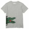Lacoste TEE TURTLE NECK LOGO UNISEX - T-shirt Imprimé - Gris Chine / Blanc
