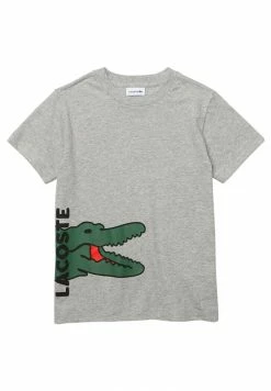 Lacoste TEE TURTLE NECK LOGO UNISEX - T-shirt Imprimé - Gris Chine / Blanc