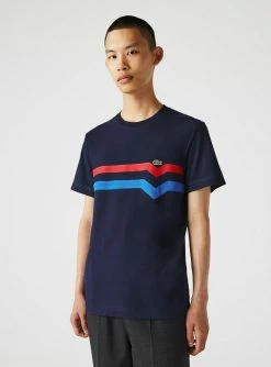 Lacoste T-shirt Imprimé - Bleu Marine / Rouge / Bleu