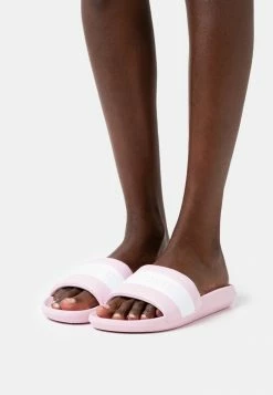 Lacoste CROCO SLIDE - Mules - Light Pink/white