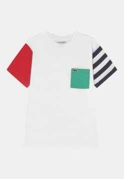 Lacoste T-shirt Imprimé - White/infrared/clover Green/navy Blue