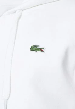 Lacoste Sweat à Capuche Zippé - Blanc -Lacoste Soldes Magasin 3cee86ac7f924edf8b2916402d64d9db