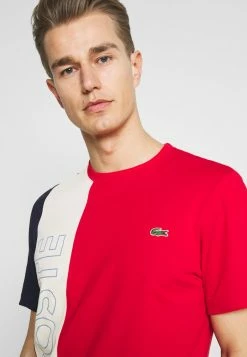 Lacoste T-shirt Imprimé - Rouge/naturel Clair/marine -Lacoste Soldes Magasin 4c1298eb648847469bd854d7f707e0ca