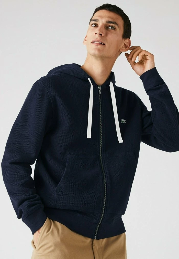 Lacoste Sweat à Capuche Zippé - Navy Blau 1 Lacoste Sweat à Capuche Zippé - Navy Blau