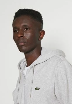 Lacoste Sweat à Capuche Zippé - Argent Chine/blanc Noir -Lacoste Soldes Magasin 64f796508b2a4801bf93963b54f2eecd