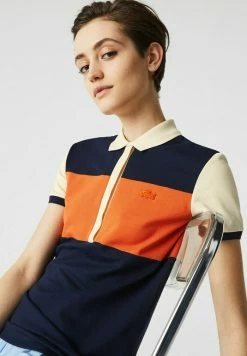 Lacoste KURZARM - Polo - Bleu Marine / Orange / Beige / Beige / Bleu Marine -Lacoste Soldes Magasin 6500ca88a757436ab75efd1c5475318c