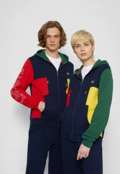 Lacoste UNISEX - Sweat à Capuche Zippé - Navy Blue/red/green/broom -Lacoste Soldes Magasin 6600537a65bd4732a89a96241c19e413