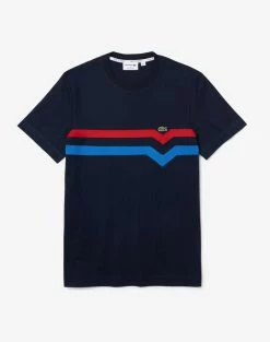 Lacoste T-shirt Imprimé - Bleu Marine / Rouge / Bleu -Lacoste Soldes Magasin 736dab6630da495cabc126a184333e2f