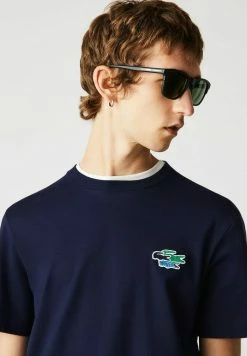 Lacoste T-shirt Basique - Bleu Marine -Lacoste Soldes Magasin 79e08cd3d8c2429aa0c4cf0865843c1a