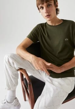 Lacoste T-shirt Basique - Vert Kaki -Lacoste Soldes Magasin 7ad9afed168e47e59834ecb1eaf80d1d