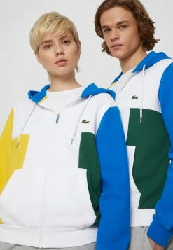 Lacoste UNISEX - Sweat à Capuche Zippé - White/broom/blue Royal/green -Lacoste Soldes Magasin 7ec957b00a704489b41be284f2e79fb8