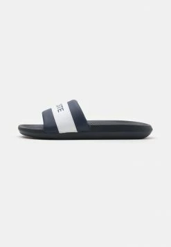 Lacoste CROCO SLIDE - Mules - Navy/white