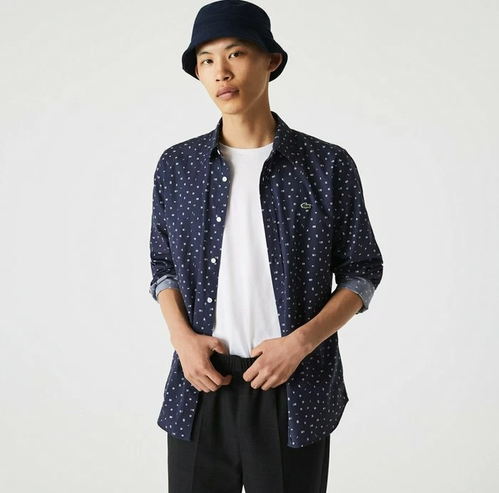 Lacoste LANGE MOUW - Chemise - Bleu Marine / Blanc 2 Lacoste LANGE MOUW - Chemise - Bleu Marine / Blanc – Image 2