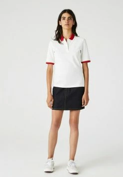 Lacoste KORTE MOUW - Polo - Blanc/blanc/rouge