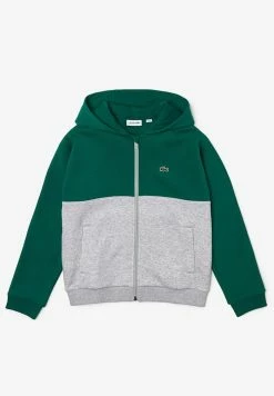 Lacoste Sweat à Capuche Zippé - Vert / Gris Chine