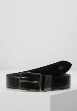 Lacoste REVERSIBLE CURVED STITCHED EDGES - Ceinture - Black