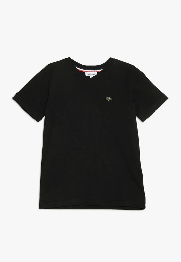 Lacoste BOY V-NECK TEE - T-shirt Basique - Noir 1 Lacoste BOY V-NECK TEE - T-shirt Basique - Noir