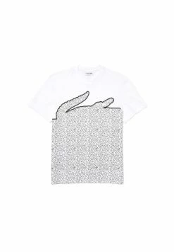 Lacoste T-shirt Imprimé - Blanc -Lacoste Soldes Magasin a8dd88d7f3534e2695c33de0d32a068f
