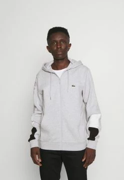 Lacoste Sweat à Capuche Zippé - Argent Chine/blanc Noir