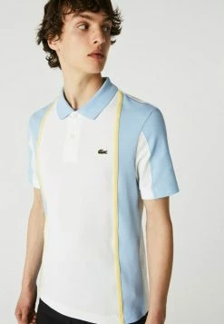 LACOSTE POLO MC - Polo - Blanc Bleu Clair -Lacoste Soldes Magasin ac24dd0a4d3a461f88b3c450617918b3