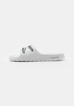 Lacoste CROCO - Sandales De Bain - White/dark Green