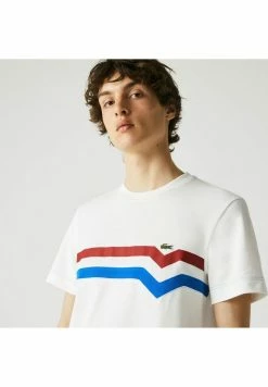 Lacoste T-shirt Imprimé - Blanc/rouge/bleu -Lacoste Soldes Magasin bf0abcc17d224b0388518a0792d08383