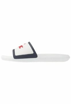 Lacoste CROCO SLIDE - Sandales De Bain - White/navy/red
