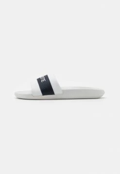Lacoste CROCO SLIDE - Mules - White/navy