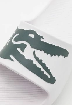 Lacoste CROCO - Sandales De Bain - White/dark Green -Lacoste Soldes Magasin cbcbaa0cf19945dbab552c52349737d6
