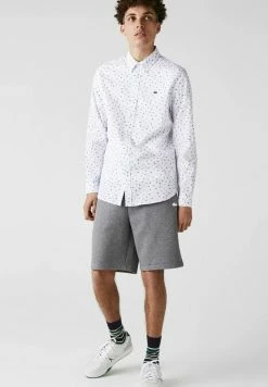 Lacoste LANGE MOUW - Chemise - Weiß Navy Blau