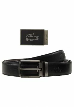 Lacoste REVERSIBLE CURVED BOX SET - Ceinture - Black/dark Brown