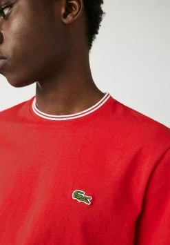 Lacoste T-shirt Basique - Rouge/blanc -Lacoste Soldes Magasin e76f46e0a8424fe9b49680b159eaad06